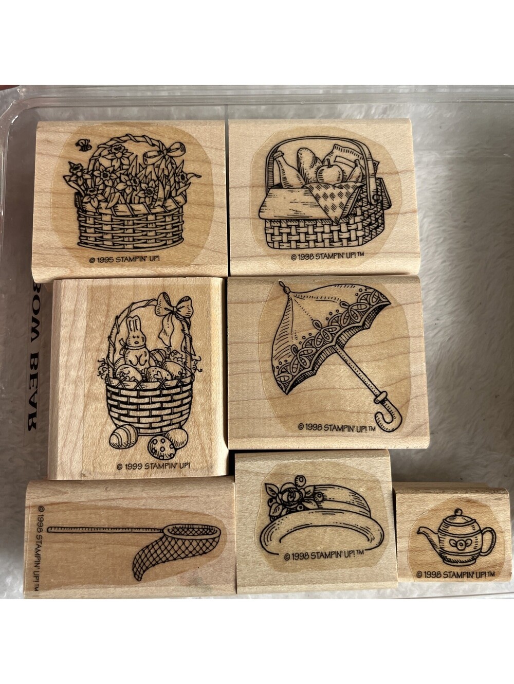 CHARMING SPRINGTIME CRAFTING! Vintage Stampin Up Easter Basket Wood Stamp Lot